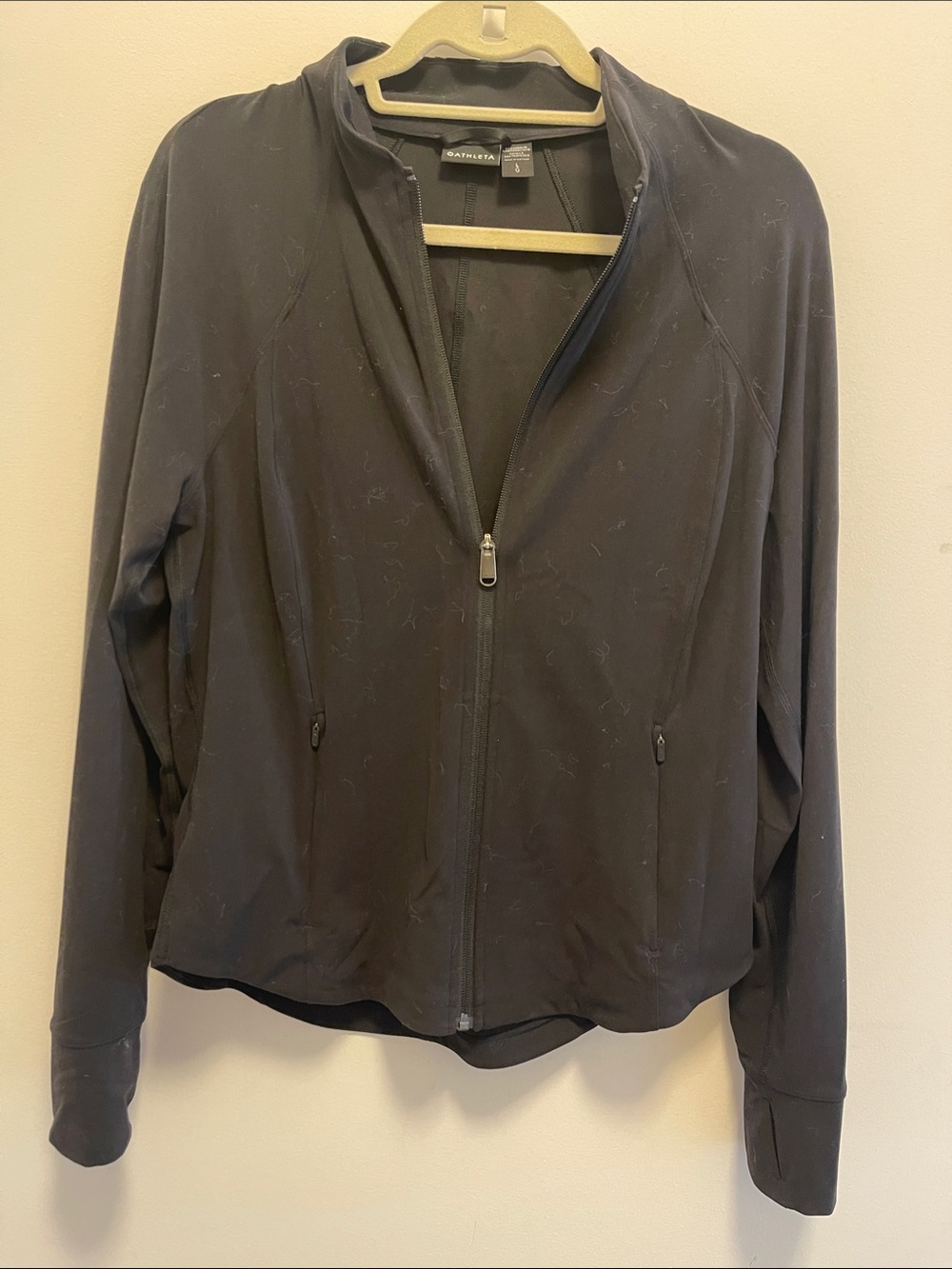 Athleta Black Zip-Front Lightweight Bomber Jacket